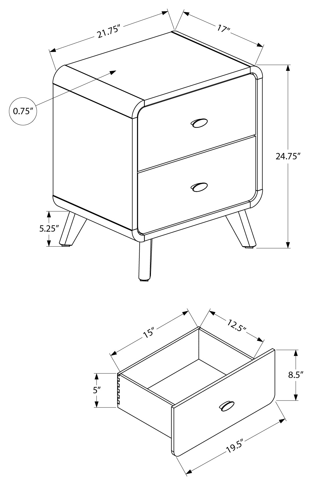 Table de chevet Zoé (noyer)
