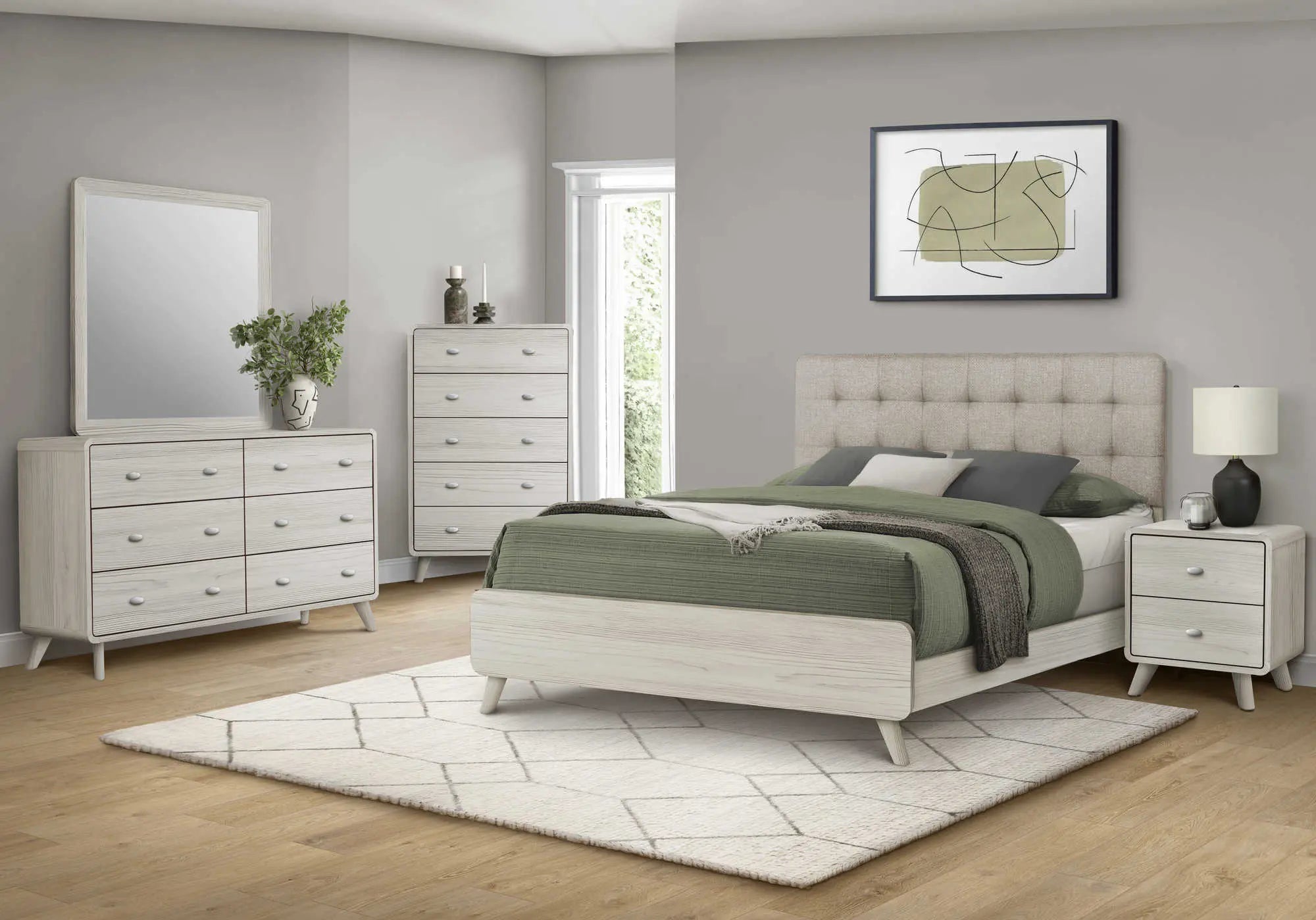 Collection Zoe pour chambre à coucher 60" 6 pièces (beige)