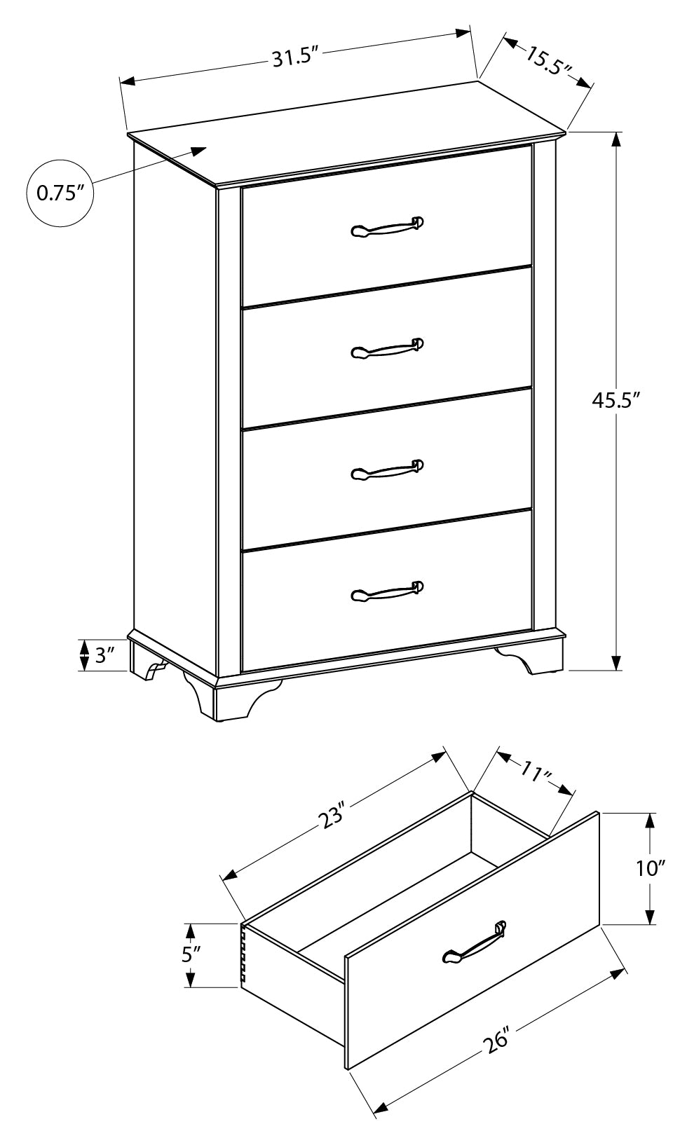 Commode Stella à 4 tiroirs