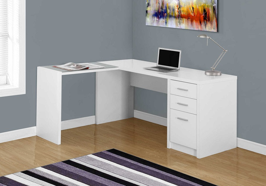 I-7136 Computer desk (white corner with tempered glass) - Optimum Plus