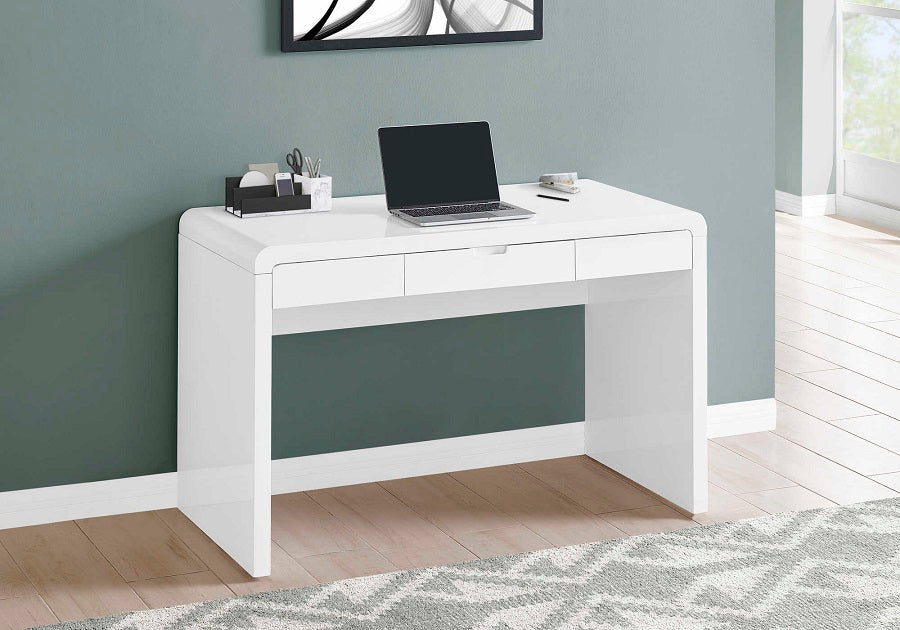 I-7580 Computer Desk - 48"L / glossy white / storage drawer - Optimum Plus
