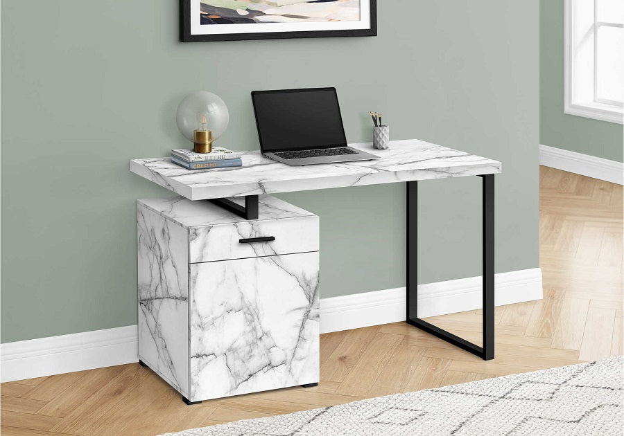 I-7762 Computer Desk - 48"L /  white marble left or right facing - Optimum Plus