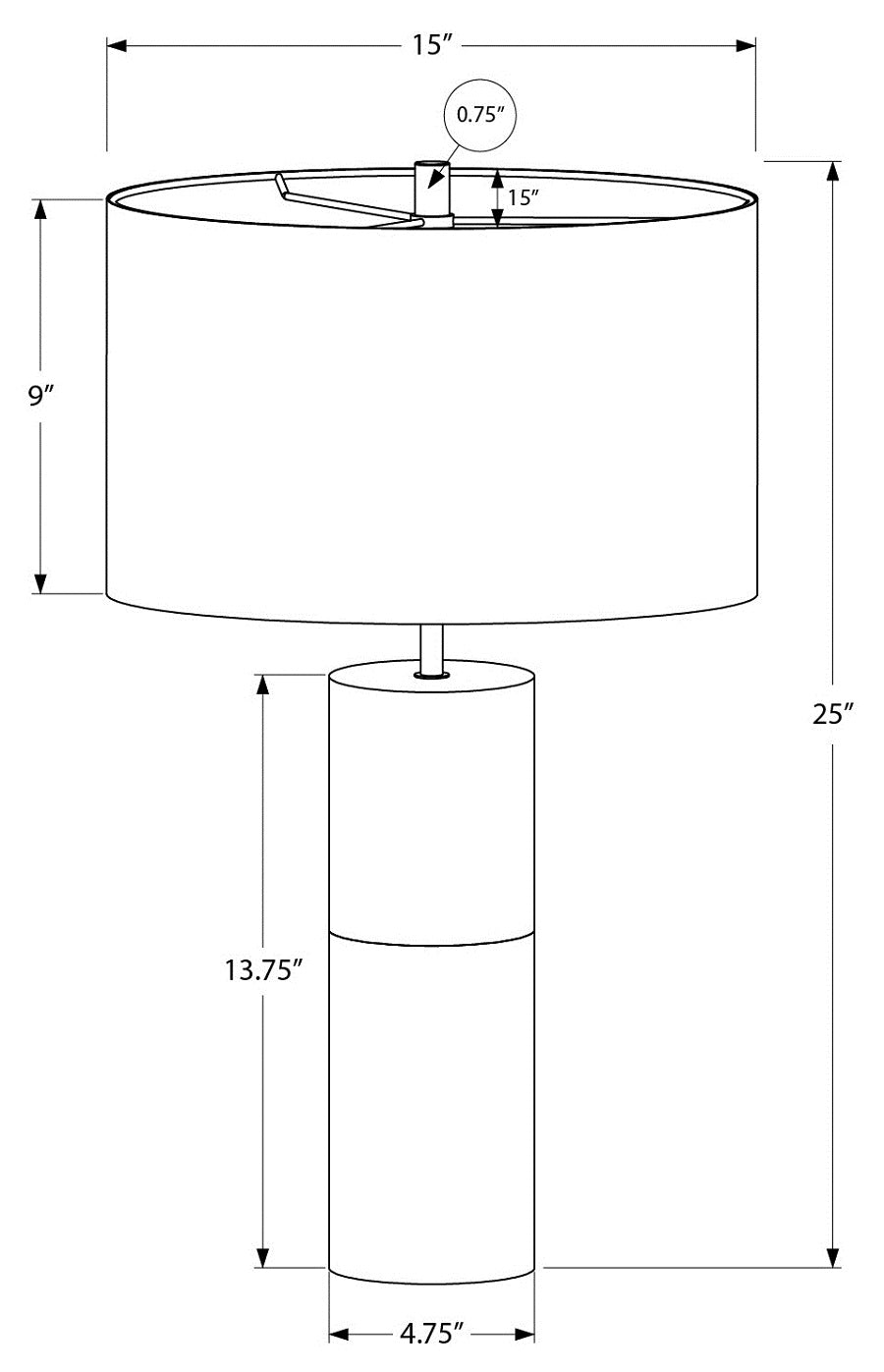 I-9629 Lighting 25"H table lamp (black concrete / black shade) - Optimum Plus