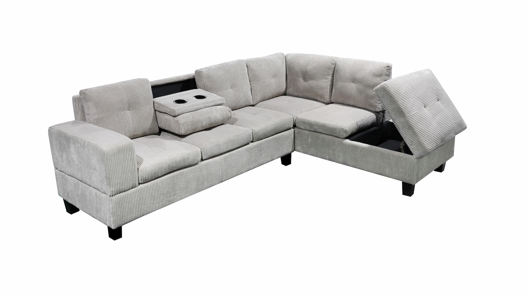 Canapé sectionnel réversible Kelly (velours côtelé, beige)