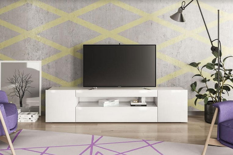 TV Stand Lorenzo2  79"L (white varnish) - Optimum Plus