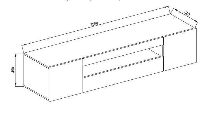 TV Stand Lorenzo2  79"L (white varnish) - Optimum Plus