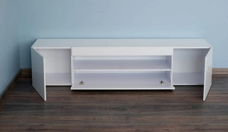 TV Stand Lorenzo2  79"L (white varnish) - Optimum Plus