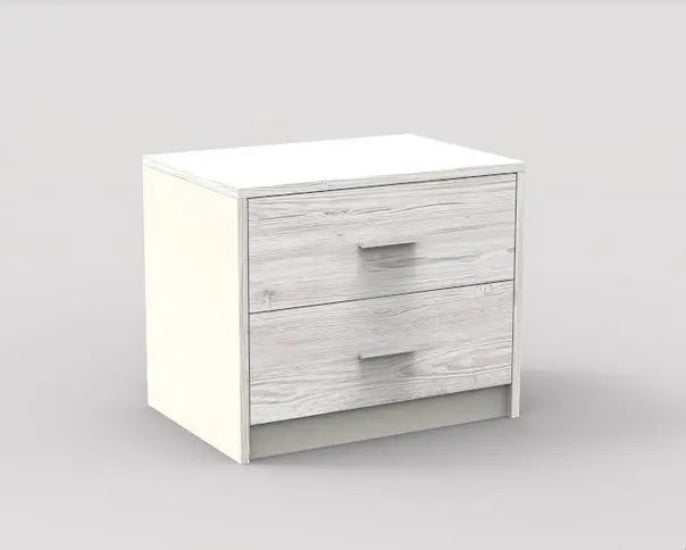 Table de nuit minimaliste en couleur sona vaudeville avec deux tiroirs, style épuré et lignes nettes.