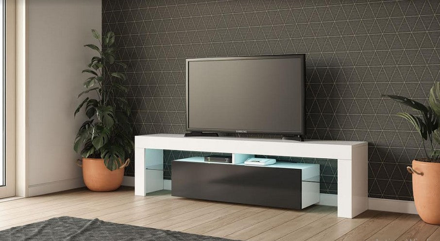 TV Stand MONICA  55"L (white/black) - Optimum Plus