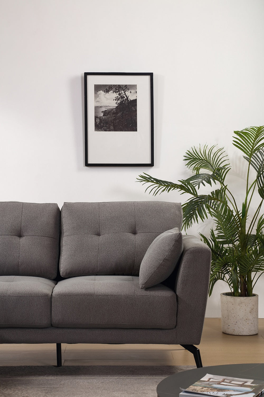 Ricki Sectional Sofa (Fabric, Grey) - Optimum Plus