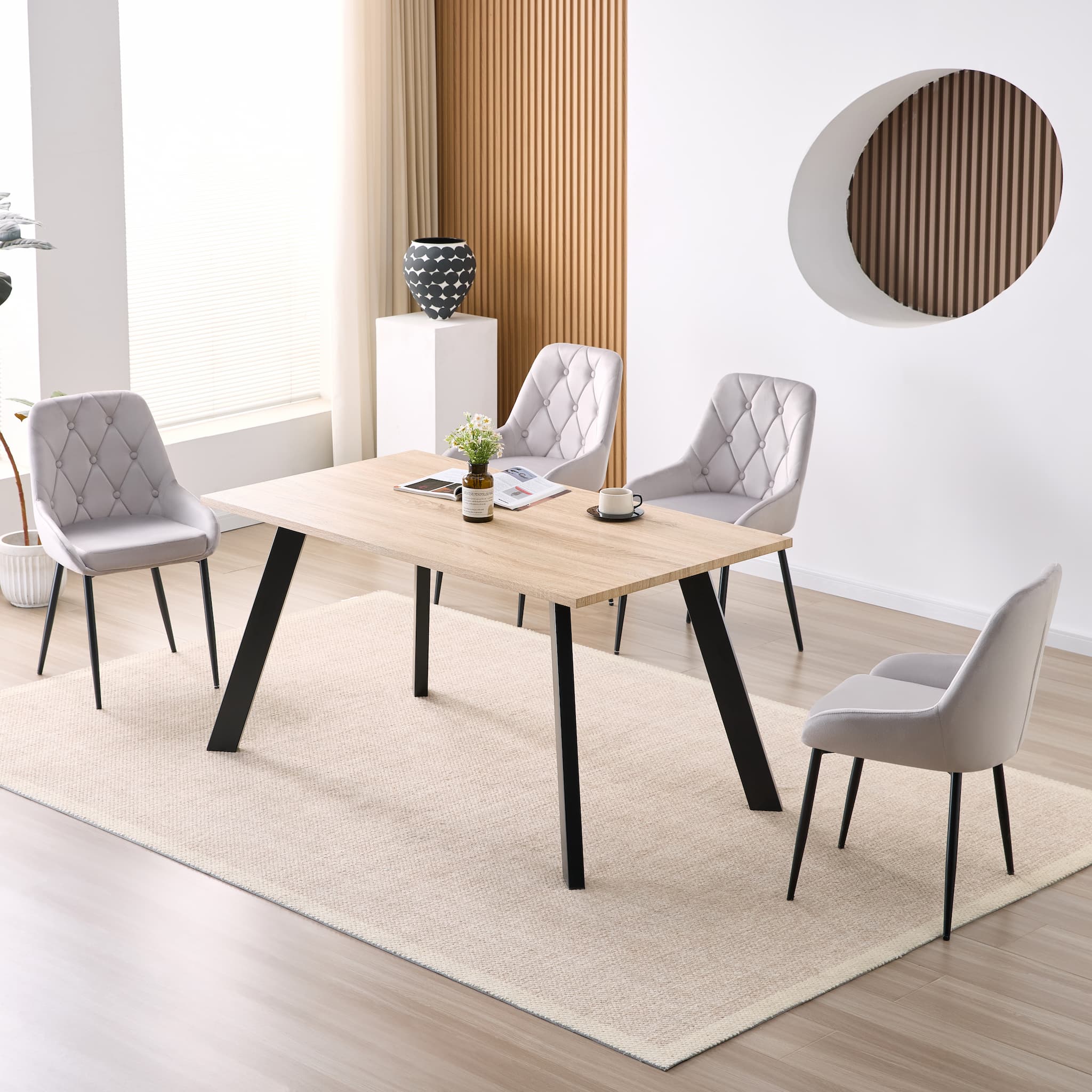 S-163/2627 Ensemble de cuisine 5 pièces (texture bois/gris)