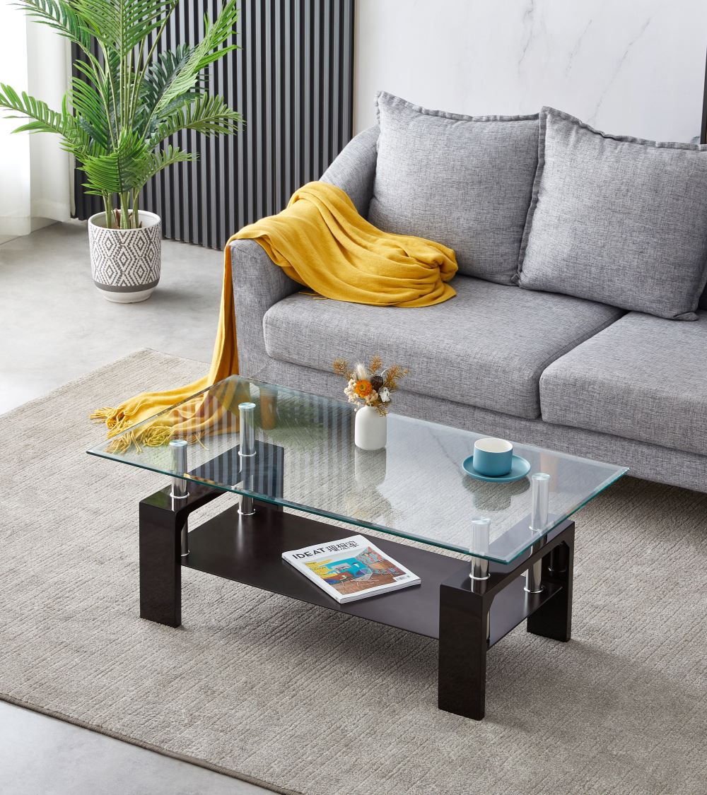Coffee table S-422  (glass/chrome legs) - Optimum Plus
