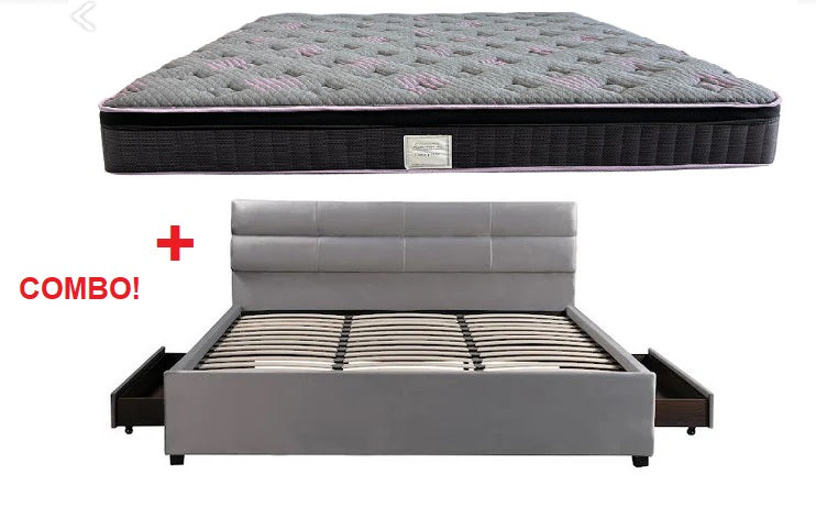 COMBO! Lit plateforme S-8032 71" (Gris velours) + Matelas Luxury Nite 71''