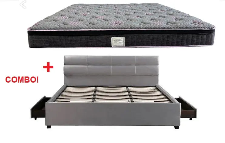 COMBO! Lit plateforme S-8032 71" (Gris velours) + Matelas Luxury Nite 71''