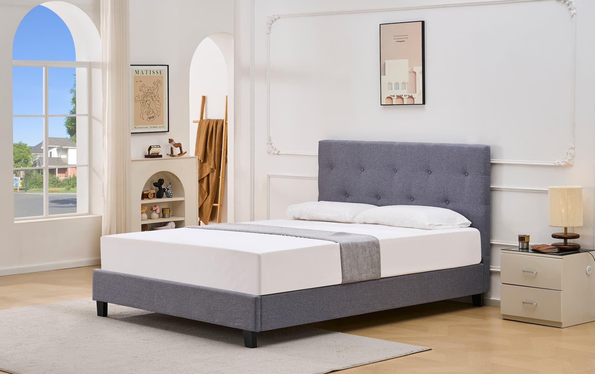 S-8311 platform bed 60" (grey)