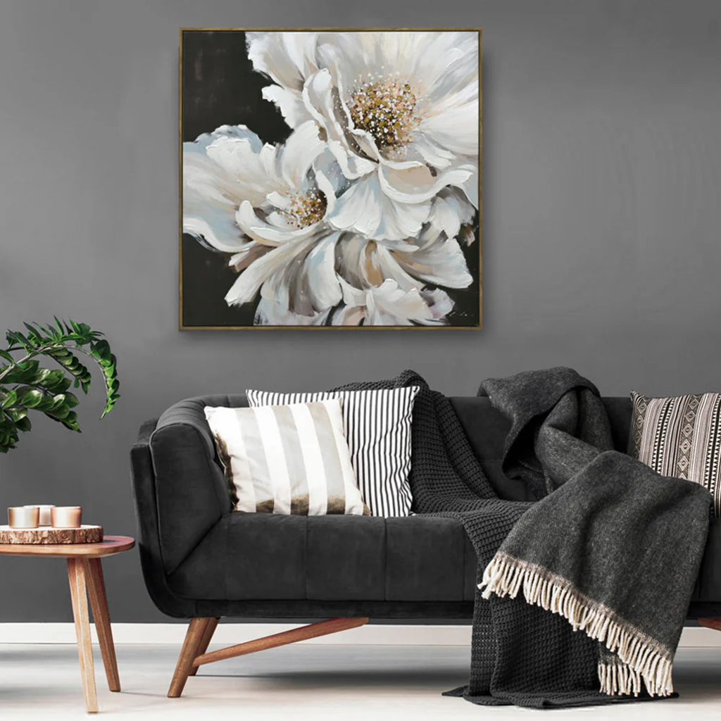 White Flowers on a Dark