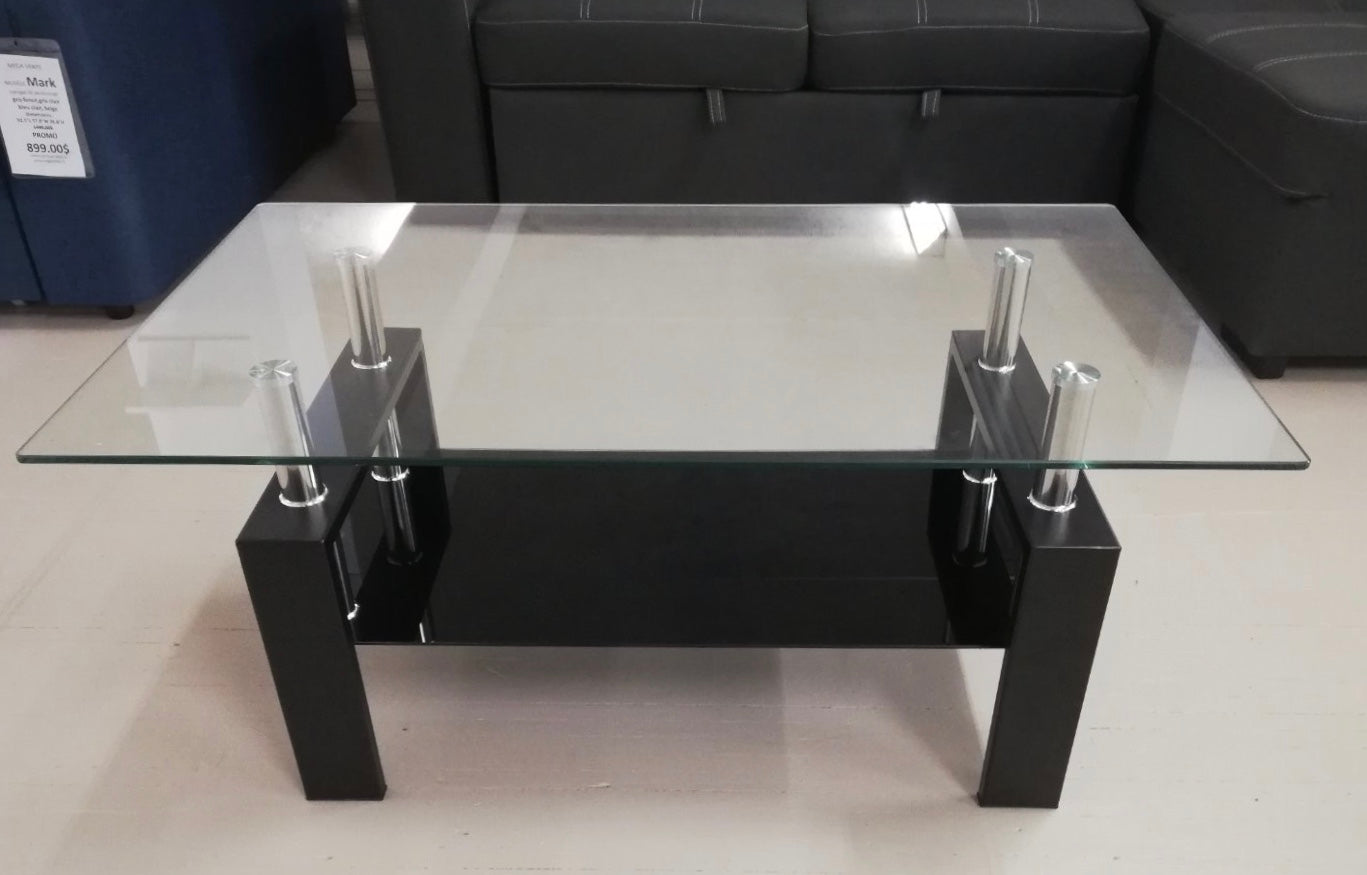 Coffee table S-422  (glass/chrome legs) - Optimum Plus