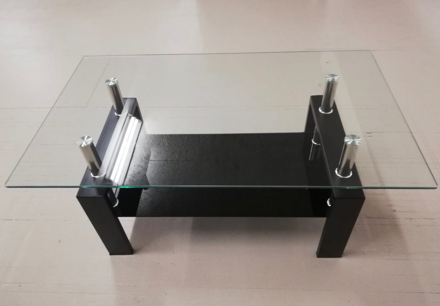 Coffee table S-422  (glass/chrome legs) - Optimum Plus