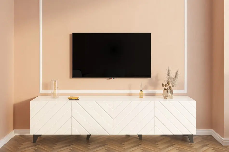 Meuble TV HOLLY 79" (blanc brillant)