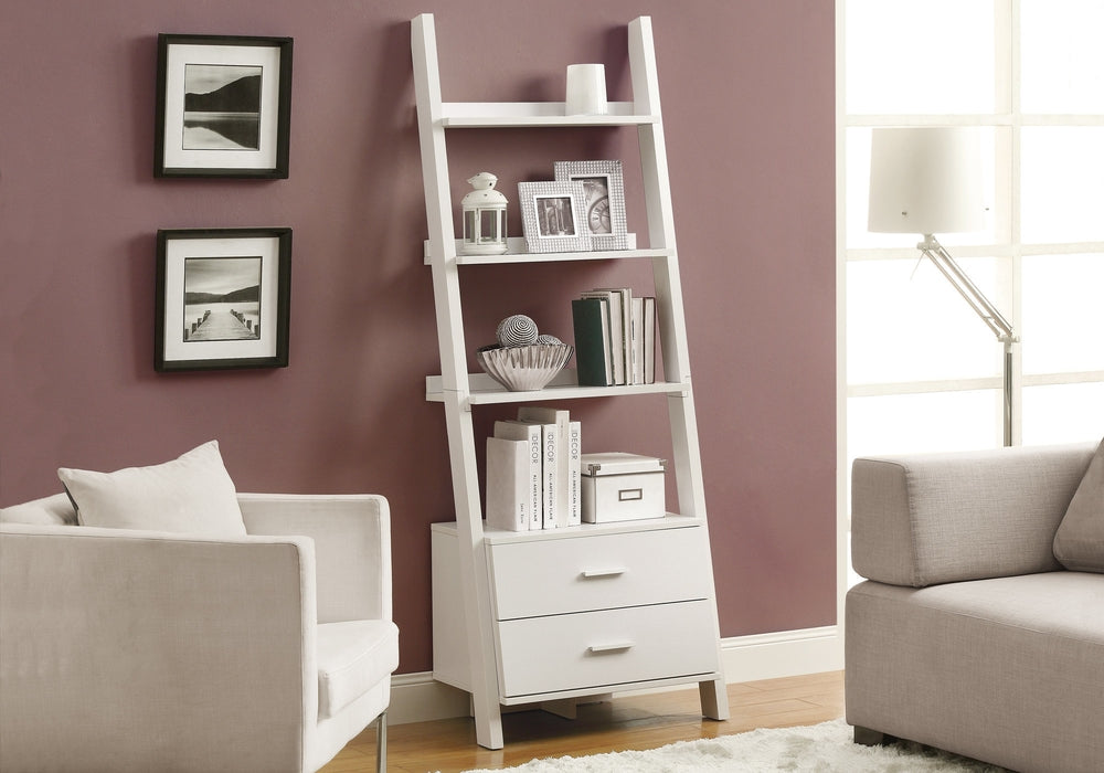 I-2562 Bookcase - 69"H / shelf unit with 2 white drawers (Promo!) - Optimum Plus