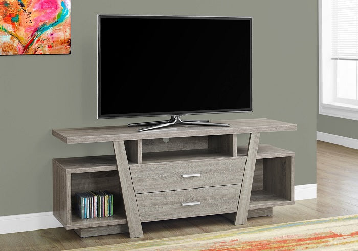 I-2721 TV Stand - 60"L / Dark taupe with 2 storage drawers - Optimum Plus