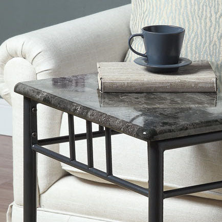 I-3063 Accent Table ( Grey Marble / Charcoal Metal ) - Optimum Plus