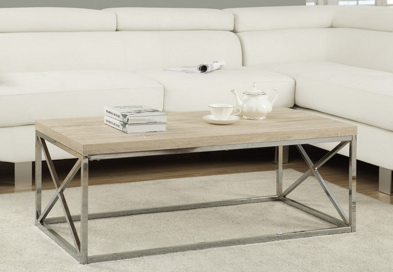 I-3208 Coffee table (natural wood look /chrome metal)   (promo!) - Optimum Plus