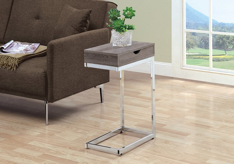 I-3254 Accent Table with drawer (dark taupe/metal chrome) - Optimum Plus