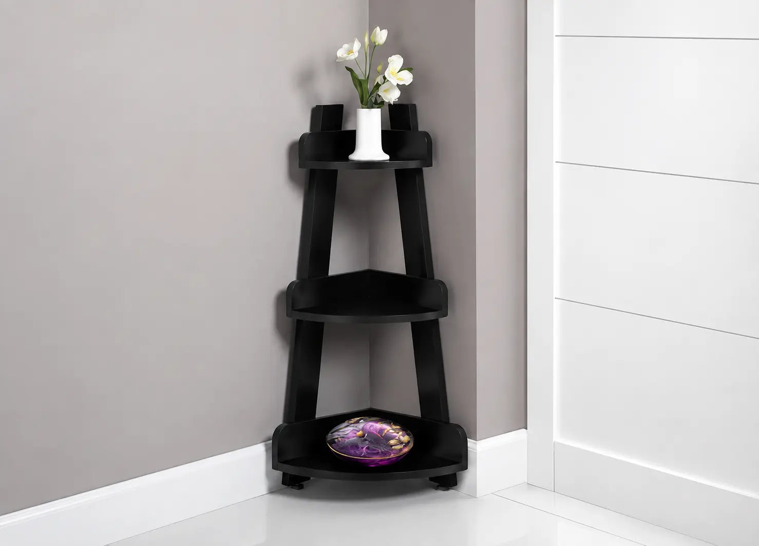 I-3435 Corner etagere 34”H (cappuccino)