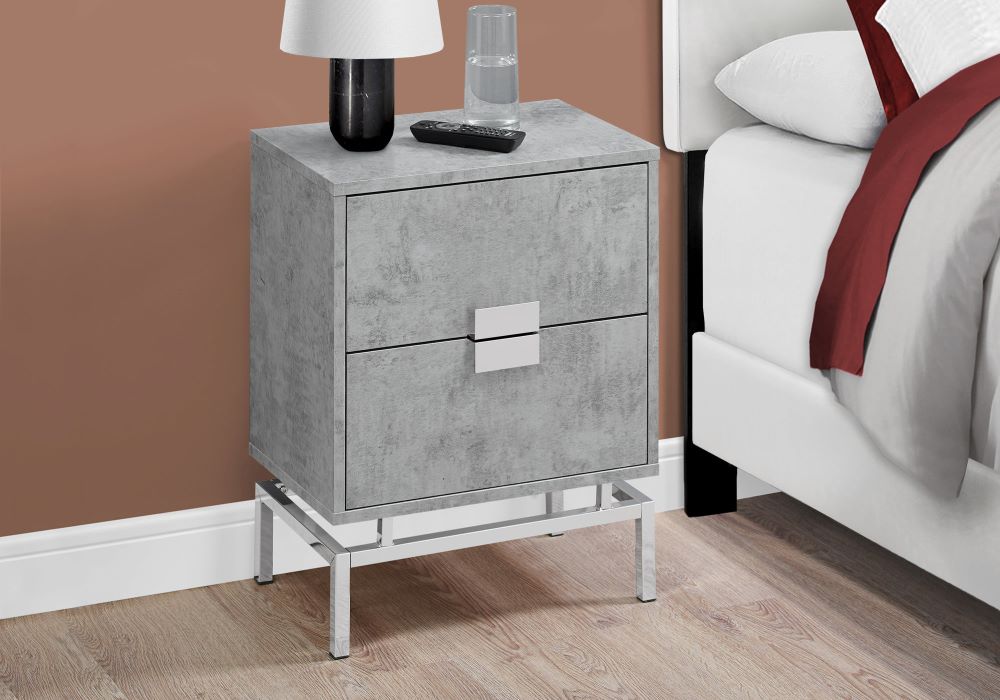 I-3491 Accent Table -24"H  (grey cement/chrome metal) - Optimum Plus