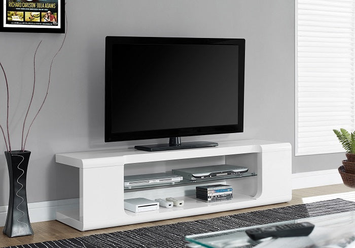 I-3535 TV Stand – 60″L / High glossy white with tempered glass - Optimum Plus