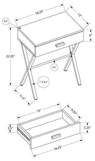 I-3605 Accent Table with drawer (black) - Optimum Plus