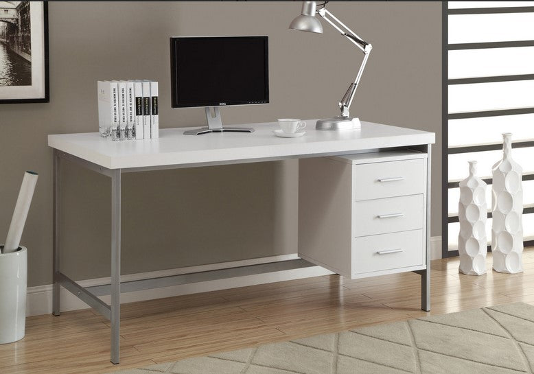 I-7046 Computer Desk - 60 "L (white / metal silver) PROMO! - Optimum Plus