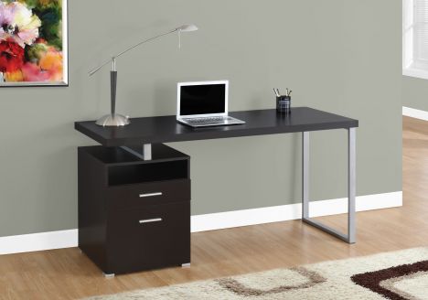 I-7143 Computer Desk - 60"L (cappuccino/silver metal) - Optimum Plus