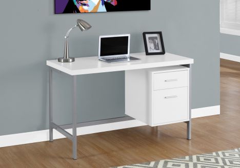 I-7149 Computer desk - 48"L (white/silver metal) promo! - Optimum Plus