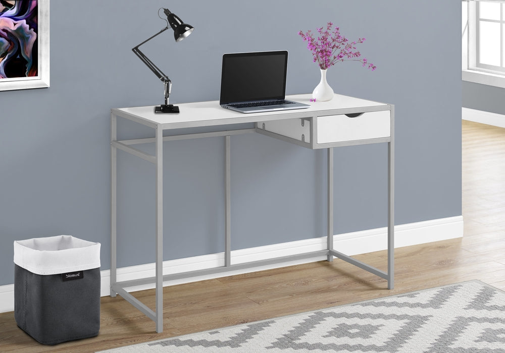 I-7222 Computer Desk - 42"L (white / silver metal) - Optimum Plus