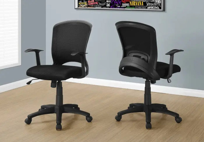 Chaise de bureau I-7265 avec dossier moyen (Maille noire/multi-positions)