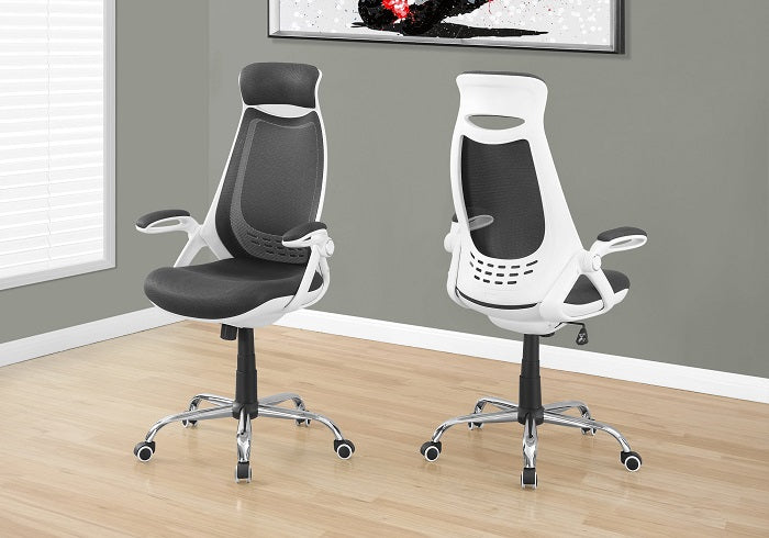 I-7269 Office chair with high backrest (White / mesh grey / chrome) - Optimum Plus