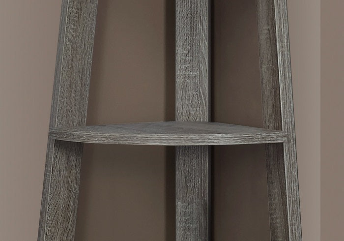I-2497 Bookcase - 72"H / Dark taupe corner accent etagere - Optimum Plus