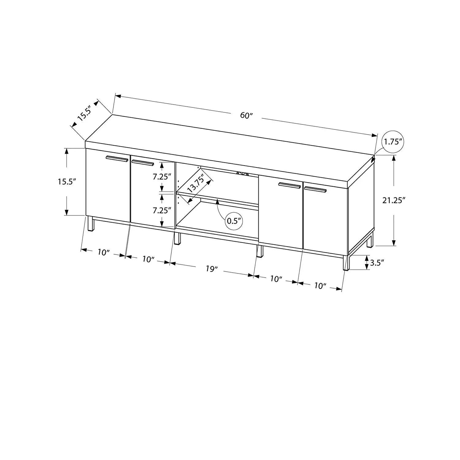 I-2590 TV Stand – 60"L Black/Grey