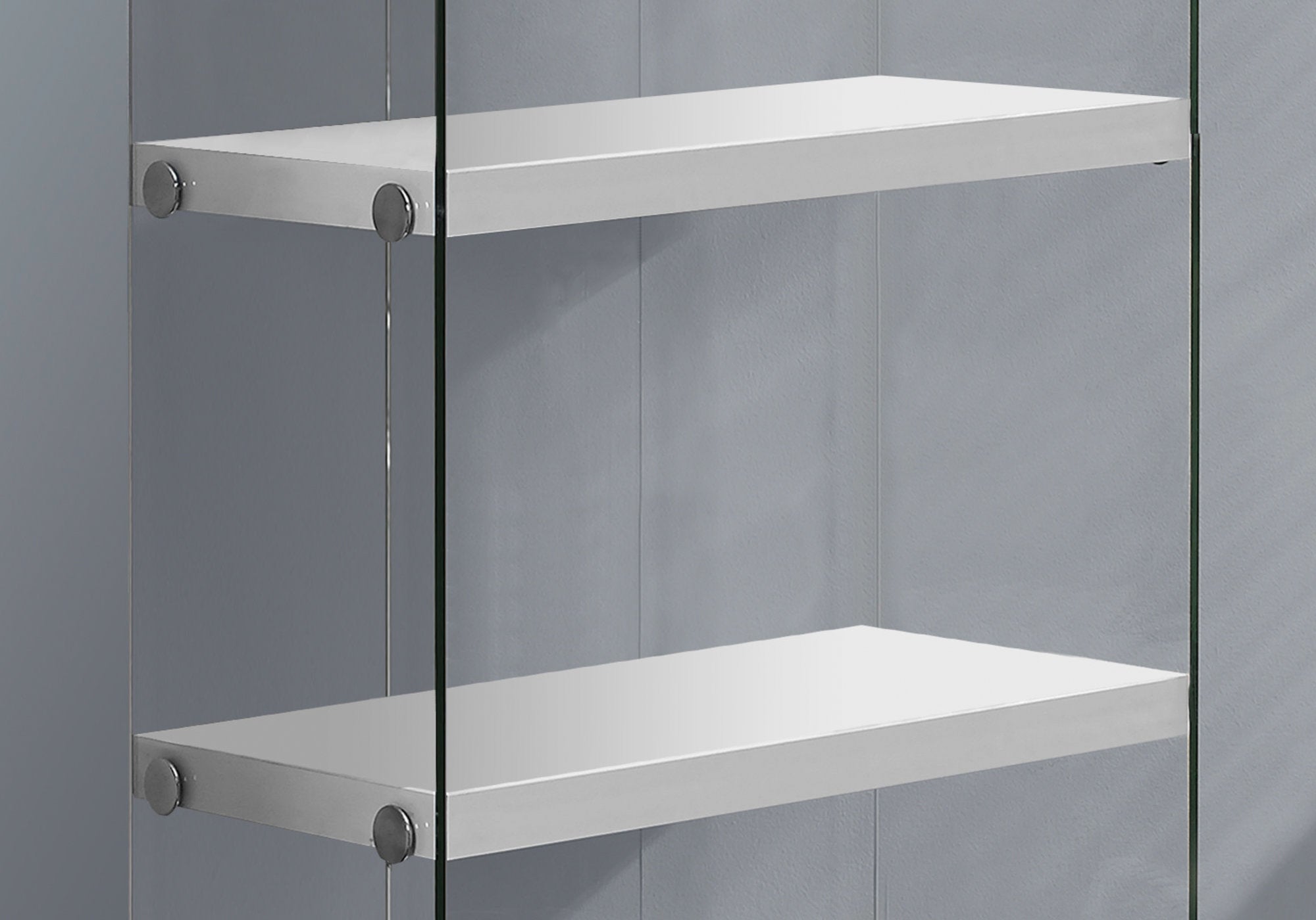 I-3289 Bookcase - 60"H / Glossy white with tempered glass - Optimum Plus