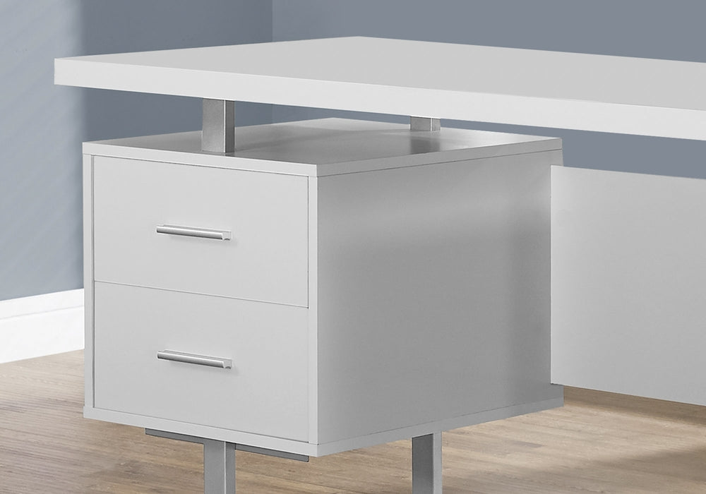 I-7081 Computer desk - 60"L (white/silver metal) - Optimum Plus
