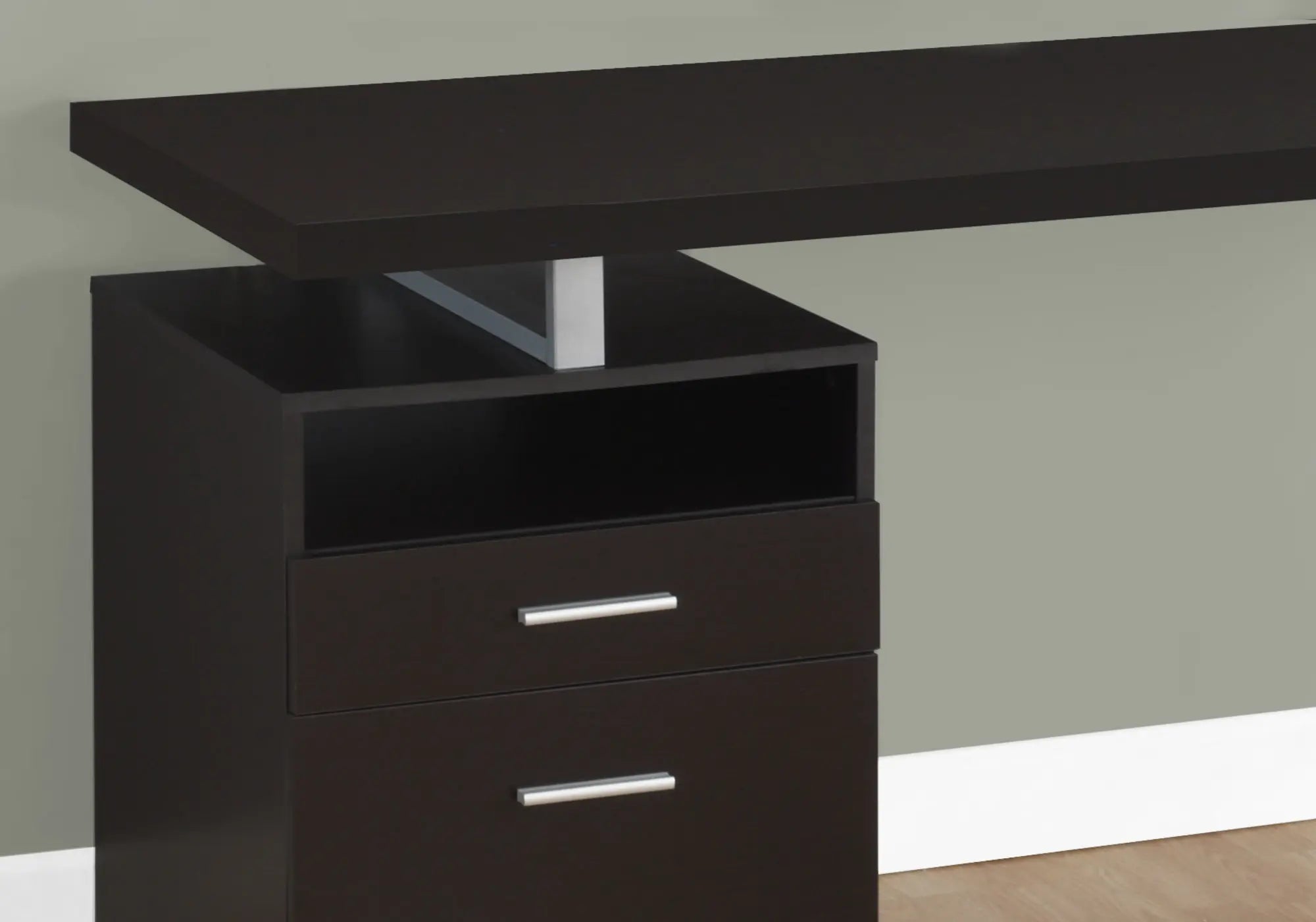 I-7143 Computer Desk - 60"L (cappuccino/silver metal)