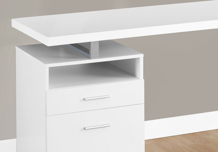 I-7144 Computer Desk - 60"L (white/silver metal) - Optimum Plus