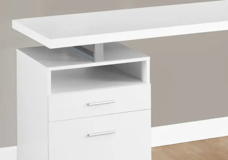I-7144 Computer Desk - 60"L (white/silver metal)