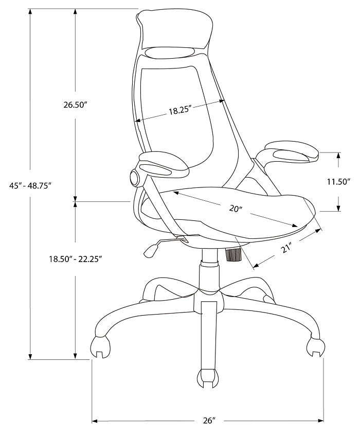 I-7268 Office Chair with  high back (Black mesh/ Chrome) - Optimum Plus