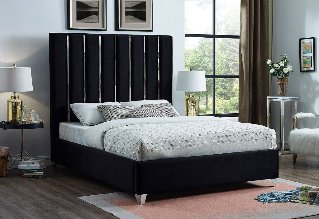 IF-5621 78" King Bed (Black Velvet) - Optimum Plus