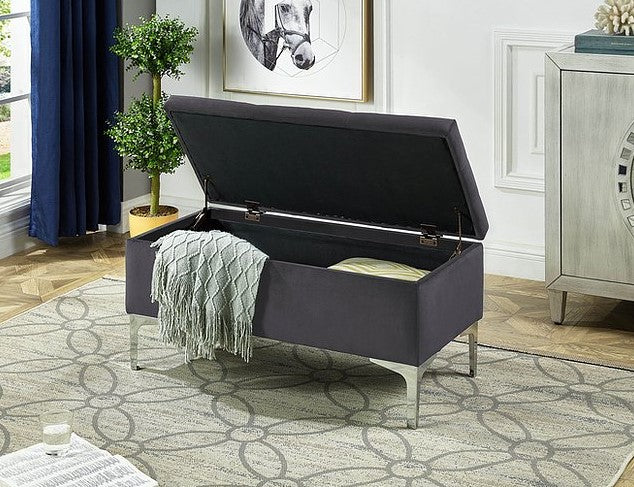 IF-6255 Storage bench (grey velvet) - Optimum Plus