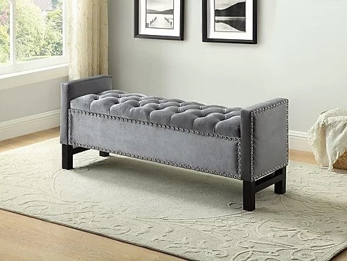 IF-6400 Storage bench (grey velvet) - Optimum Plus