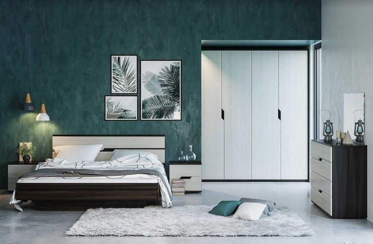 Maria Bedroom Set 60" 4pcs (Boras oak/white gold) - Optimum Plus